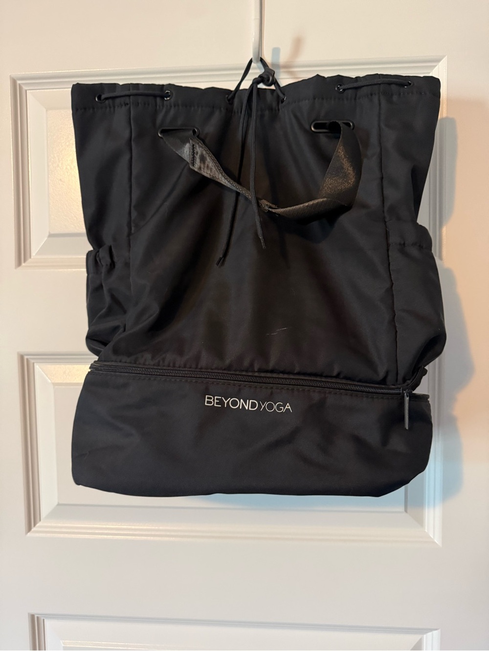 Beyond Yoga Black Duffel Tote with Zip Shoe Compartment